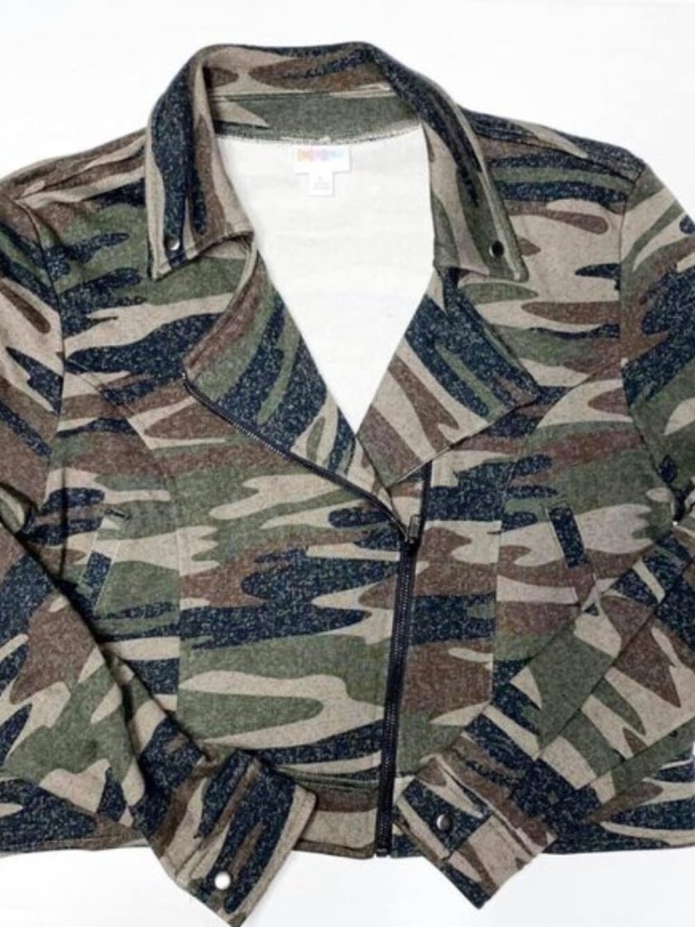 NWT LuLuRoe Presley Moto Jacket Camo Green Black